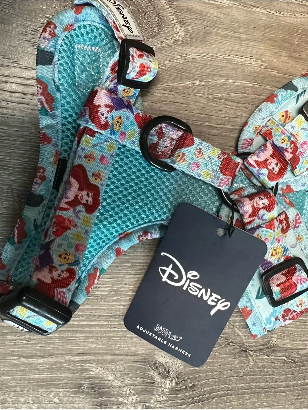 Disney Aqua Little Mermaid Padded Dog Harness - Adjustable Comfort